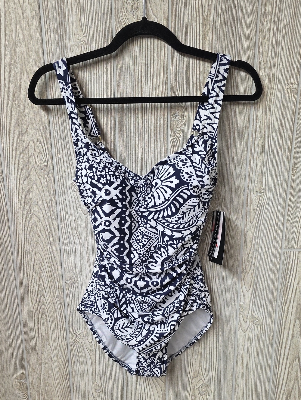 Maxine Island Bohemia Side Shirred Maillot Swimsuite Womens Size 8 NWT